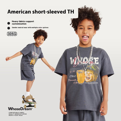Playera Infantil Estampada con Diseño Cartoon Lavado Distressed