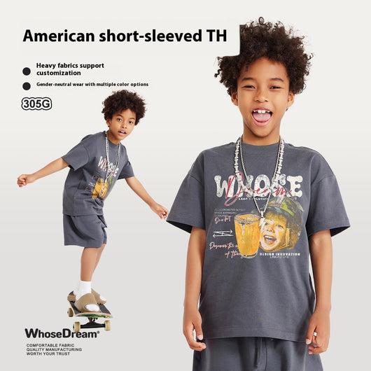 Playera Infantil Estampada con Diseño Cartoon Lavado Distressed