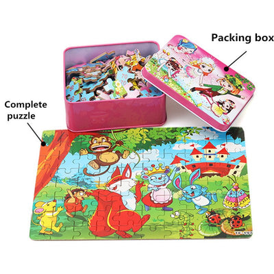 Set de 80 Juguetes Educativos de Madera con Puzzles de Animales - Image 4