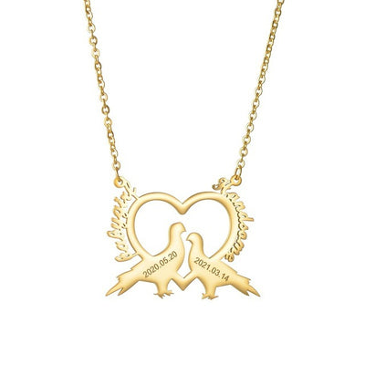 Collar de Pareja en Acero Inoxidable Europeo - Diseño Personalizado de Aves del Amor - Image 6