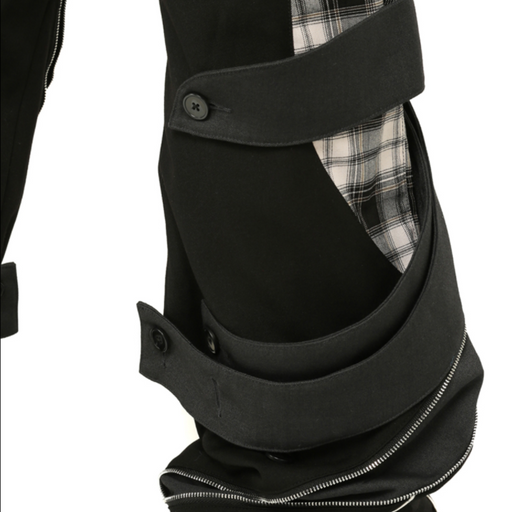 Pantalones Casuales con Cremallera y Costuras a Cuadros - Image 15