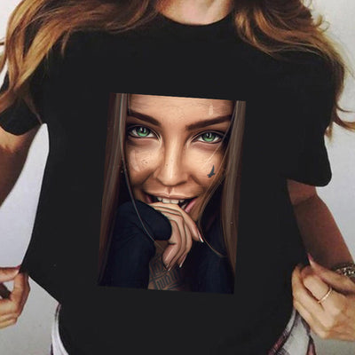 Camiseta Negra Talla Grande para Mujer - Manga Corta Verano - Image 16