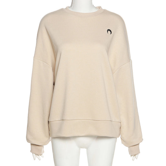 Sudadera Suelta con Cuello Redondo y Bordado en Mangas Largas - Image 13