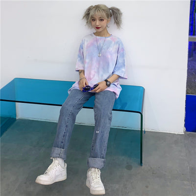 Camiseta Tie Dye Suelta de Manga Corta - Image 4