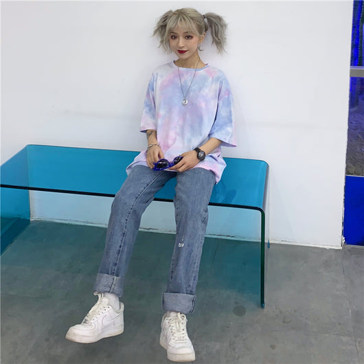 Camiseta Tie Dye Suelta de Manga Corta - Image 4