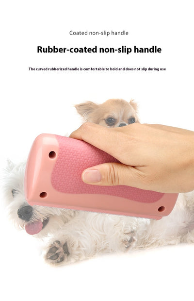 Black HistoTree animal deshedding comb with a textured grip, shown next to its white and green retail box. - Image 12