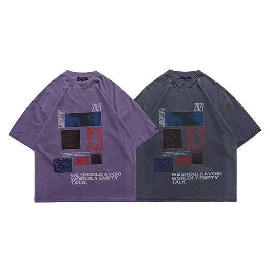 Camiseta Holgada de Manga Corta con Estampado Lavado para Hombre - Image 8