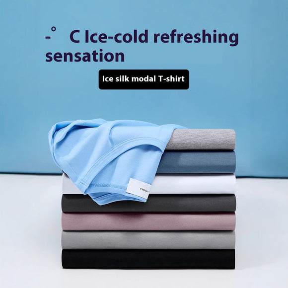 Camiseta Masculina de Manga Curta Modal Ice Silk - Tecnologia Refrescante