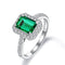 Emerald S925 Sterling Plateado Ring Classic Vintage Ring Verde 5