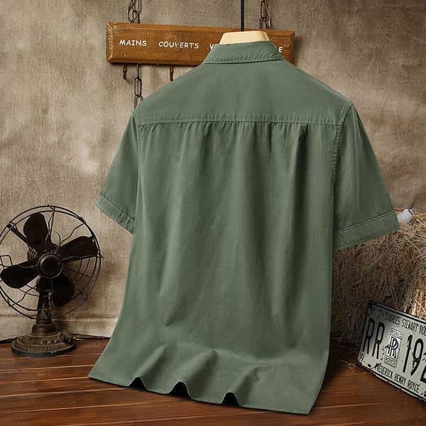 Camisa de Algodón Puro para Hombre - Manga Tres Cuartos Casual Outdoor