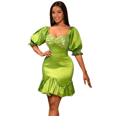 Vestido de Noche Elegante con Lentejuelas y Volantes - Image 5