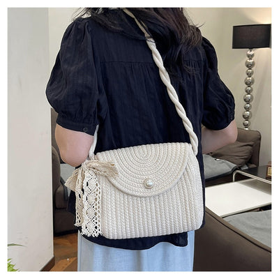 Bolsa Tejida de Algodón con Cuerda - Estilo Casual Artesanal para Verano - Image 21