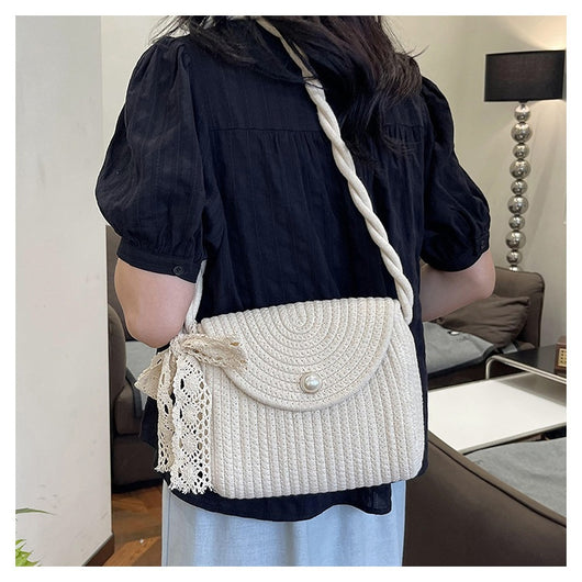 Bolsa Tejida de Algodón con Cuerda - Estilo Casual Artesanal para Verano - Image 21