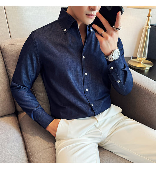 Camisa Denim de Manga Larga para Hombre - Image 29