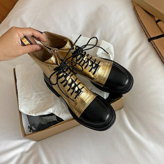Botas de Tobillo con Tacón Medio y Costura en Cuero - Image 12