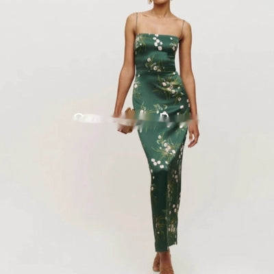 Vestido Maxi de Seda con Estampado Floral, Abertura Lateral y Cintura Ajustable - Image 5