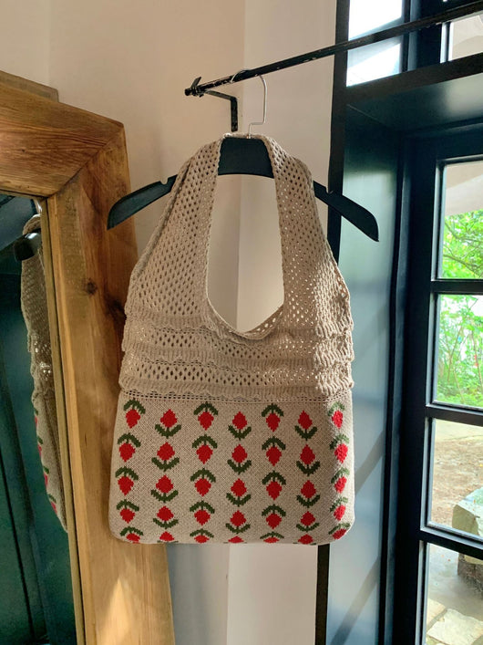Bolso Tejido Retro con Malla Calada para Mujer - Image 4