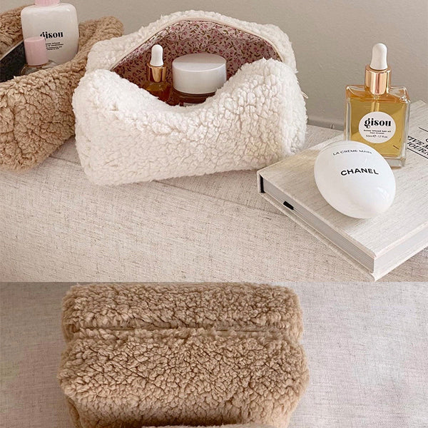Bolsa de Cosméticos Teddy Peluche Estilo Japonés Lana de Cordero