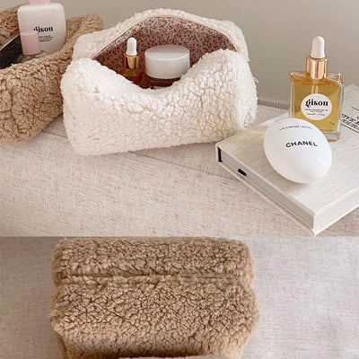 Bolsa de Cosméticos Teddy Peluche Estilo Japonés Lana de Cordero
