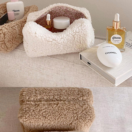Bolsa de Cosméticos Teddy Peluche Estilo Japonés Lana de Cordero
