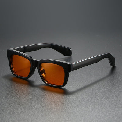 Black square-frame sunglasses with bright orange polarized lenses, designed for outdoor driving and anti-glare. - Image 22