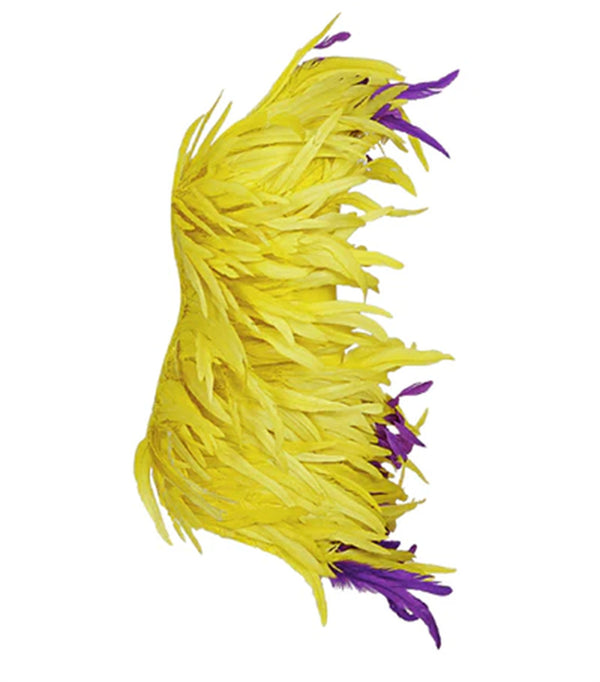 Vestido de Noche Elegante con Plumas y Espalda Descubierta