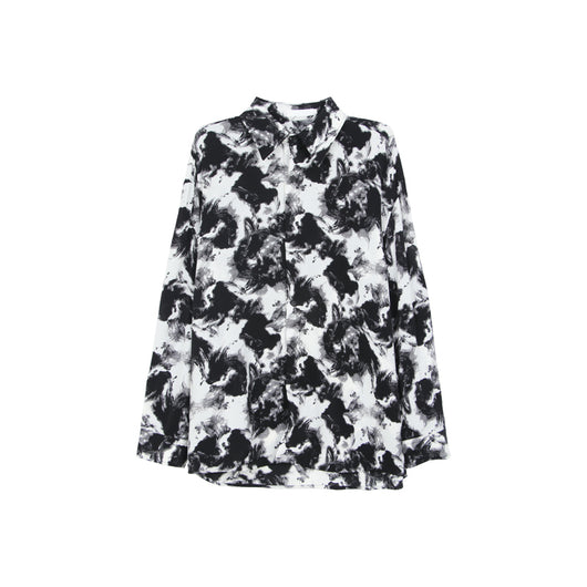 Camisa Suelta con Cuello Solapa y Estampado Tie-Dye en Tinta - Image 6