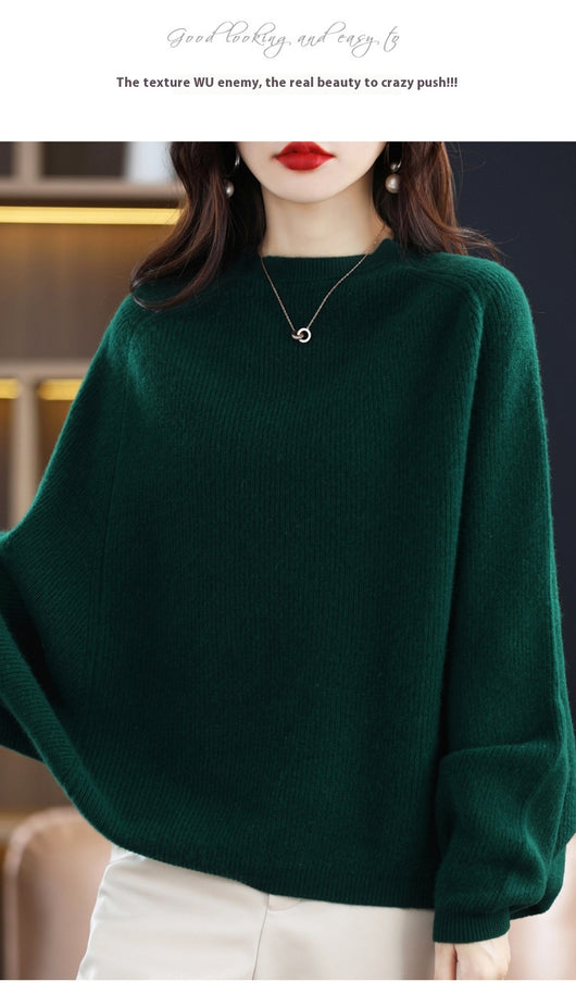 Suéter de Lana Pura Mujer Cuello Redondo Raglan - Polera Versátil Todo Uso - Image 13