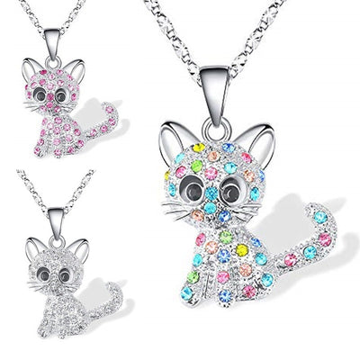 Collar Colgante Gato Love Color con Diamantes - Image 5