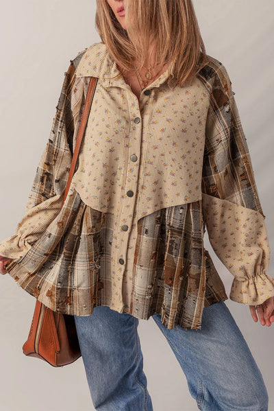 Camisa Cuadros Mujer con Detalles Rasgados y Volantes - Image 9