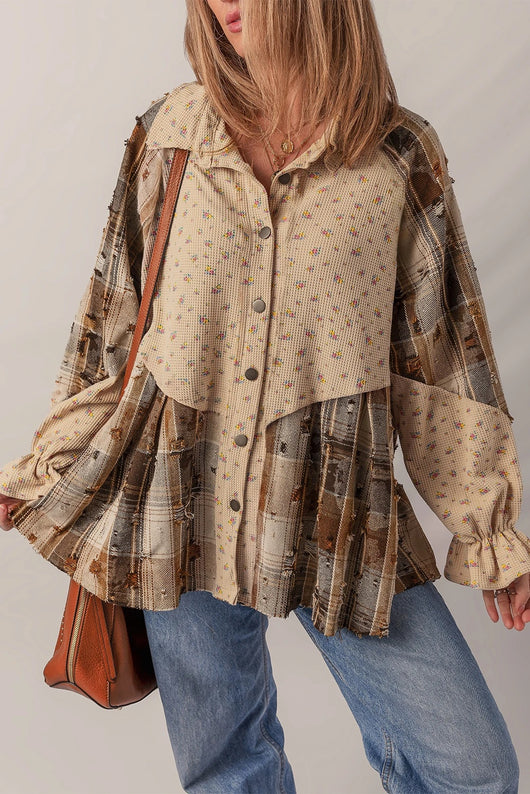 Camisa Cuadros Mujer con Detalles Rasgados y Volantes - Image 9