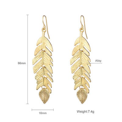 Aretes Largos de Borla y Hoja - Diseño Europeo Minimalista - Image 9
