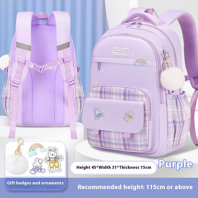 Mochila Escolar a Cuadros para Niñas de Primaria - Image 8