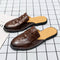 Zapatos de Cuero Semiabiertos con Patrón Cocodrilo para Hombre