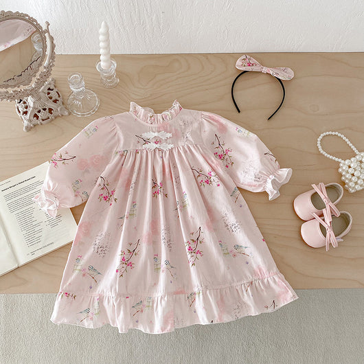 Enterizo Manga Larga para Bebé Niña Estilo Retro Tang - Image 16