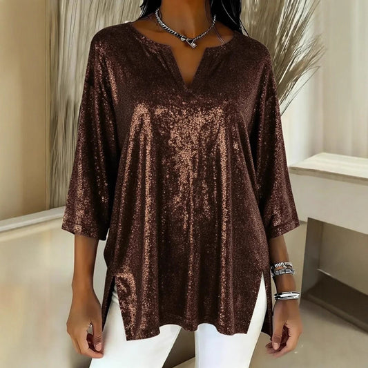 Blusa Navideña Brillante de Manga Larga para Mujer - Image 2