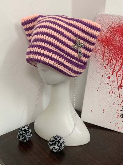 Gorro Tejido a Mano con Orejas de Gato para Otoño e Invierno - Image 8