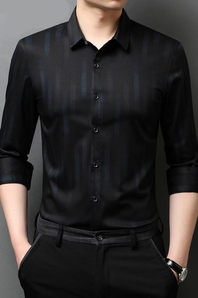 Camisa Manga Larga Algodón Mercerizado sin Planchado Rayas Hombre - Image 6