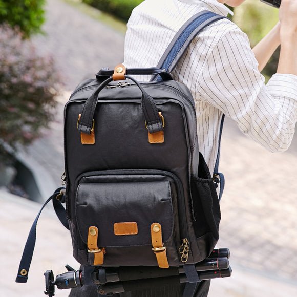 Mochila Vintage para Cámara de Lona de Algodón - Estilo Fotográfico Retro