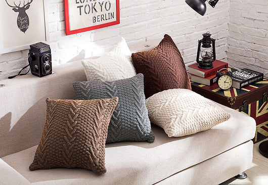 Funda de almohada gruesa tejida en lana
