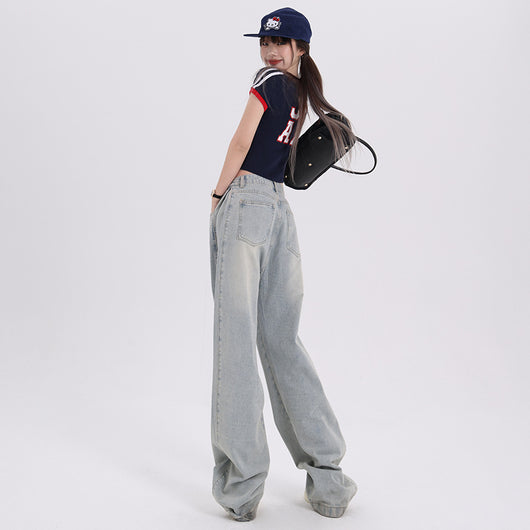 Pantalones Vaqueros Azul Celeste de Pierna Ancha para Mujer - Image 3