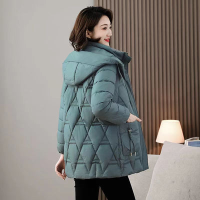 Chaqueta Acolchada de Plumón para Mujer con Capucha - Largo Medio - Image 7