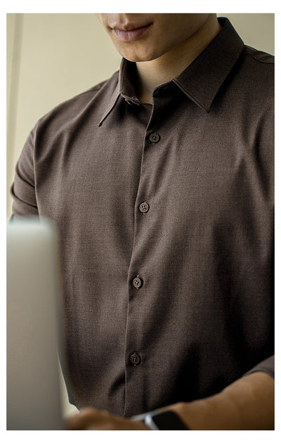 Camisa de Lana Modal Estilo Old Money para Hombre - Image 12