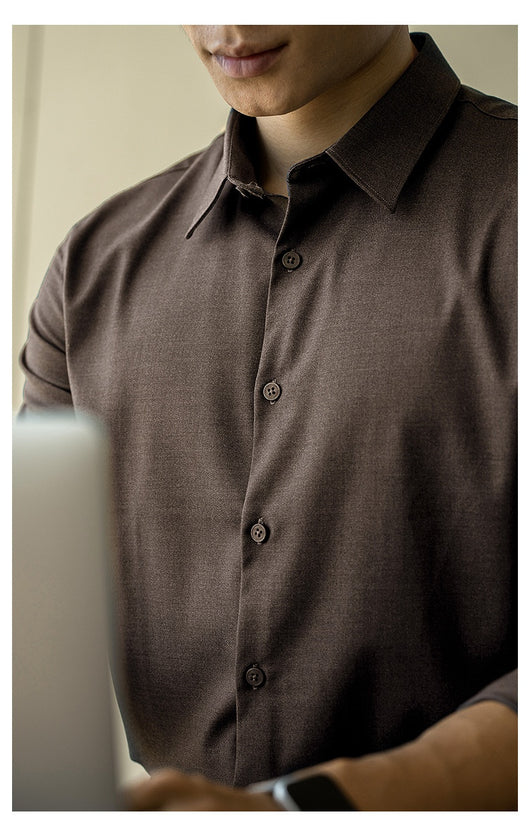 Camisa de Lana Modal Estilo Old Money para Hombre - Image 12