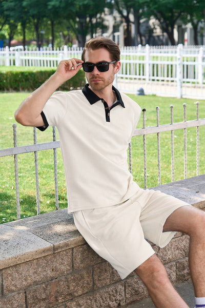 Camisa Casual de Manga Corta con Diseño Jacquard y Bloques de Color para Hombre - Image 15