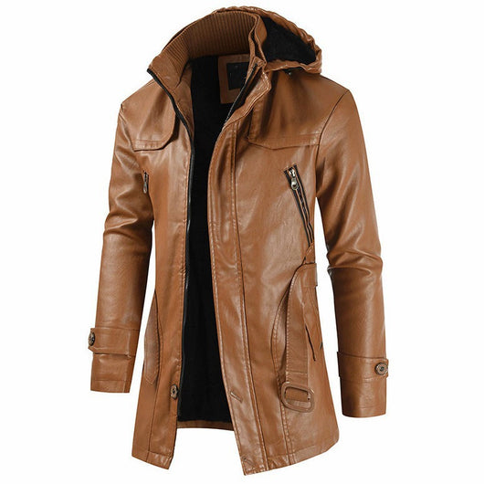Abrigo de Cuero Largo para Hombre Talla Grande - Image 13