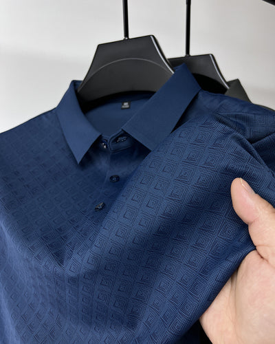 Polo Elegante de Seda de Hielo Manga Corta para Hombre - Diseño Cuadros Verano - Image 22