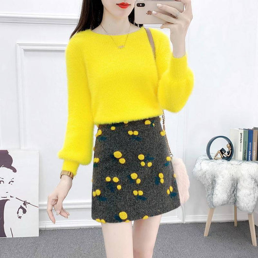 Falda Corta Estilo Occidental Lana Premium con Fragancia Delicada - Conjunto de Dos Piezas - Image 11