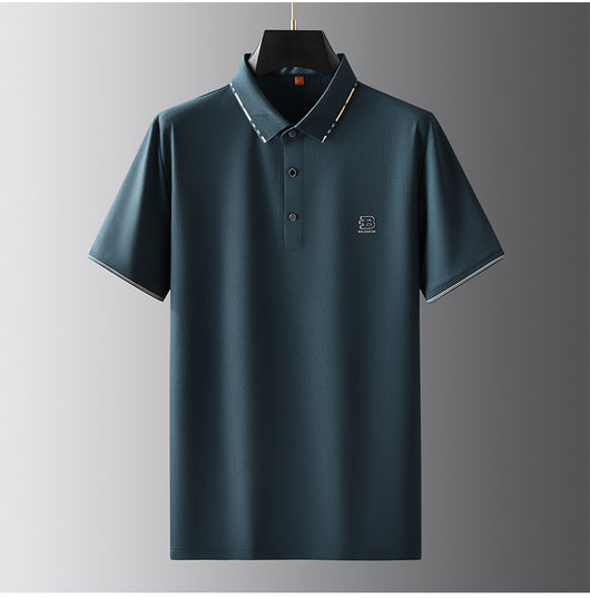 Polo Oversize de Seda Helada para Hombre - Manga Corta con Solapa Relajada - Image 5