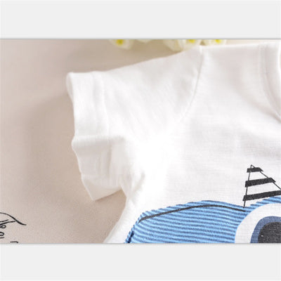 Conjunto Infantil Dinosaurio Cartoon con Franjas - Playera y Shorts - Image 3